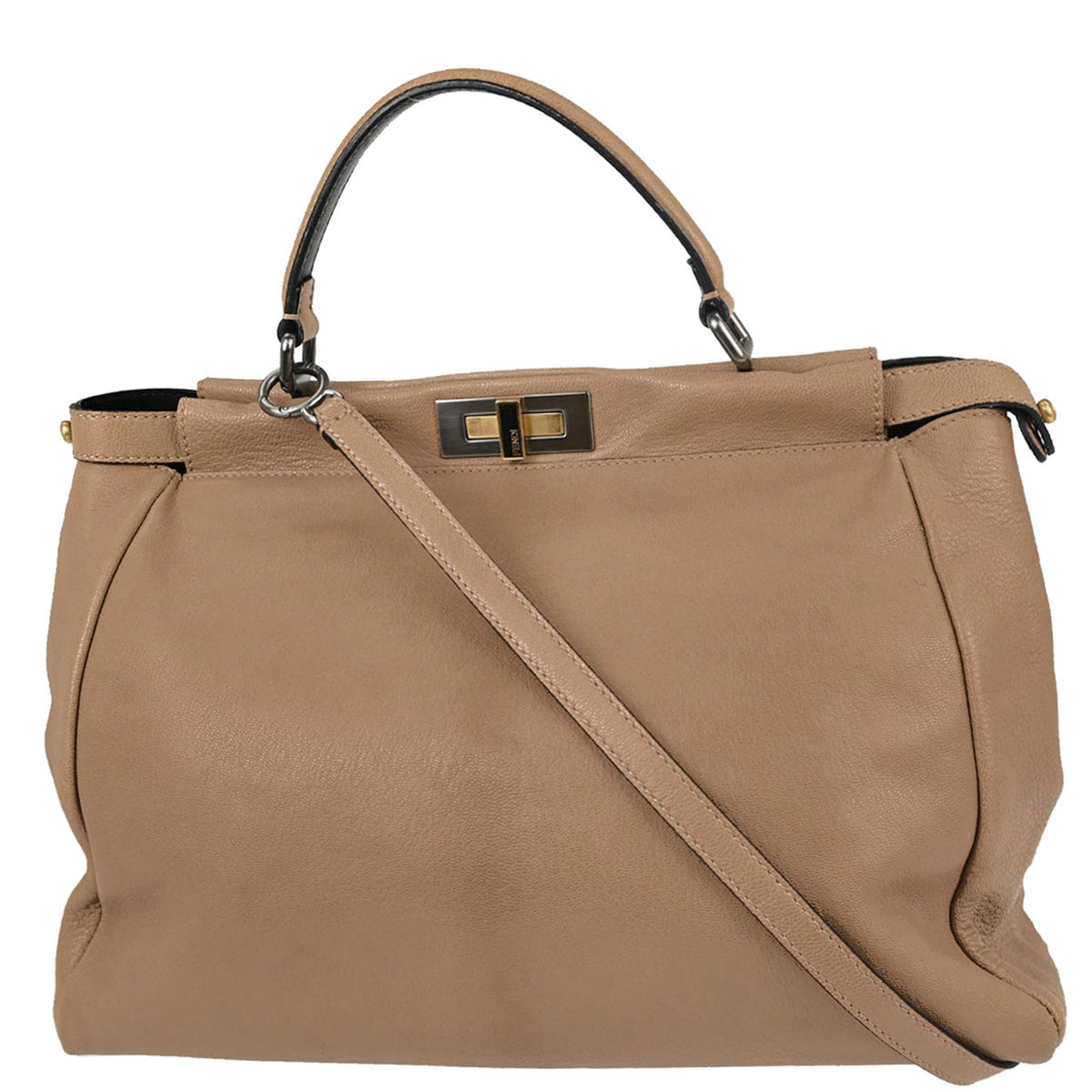 Fendi * Brown Python Peekaboo 2way Shoulder Handbag