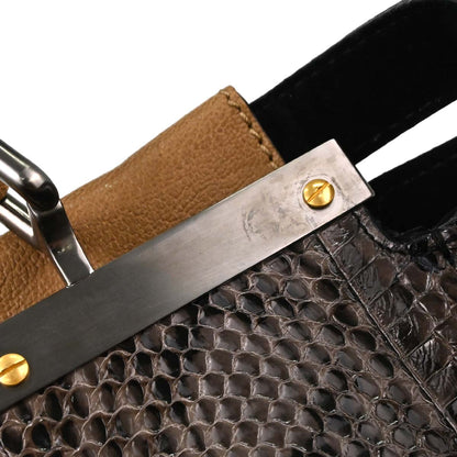 Fendi * Brown Python Peekaboo 2way Shoulder Handbag