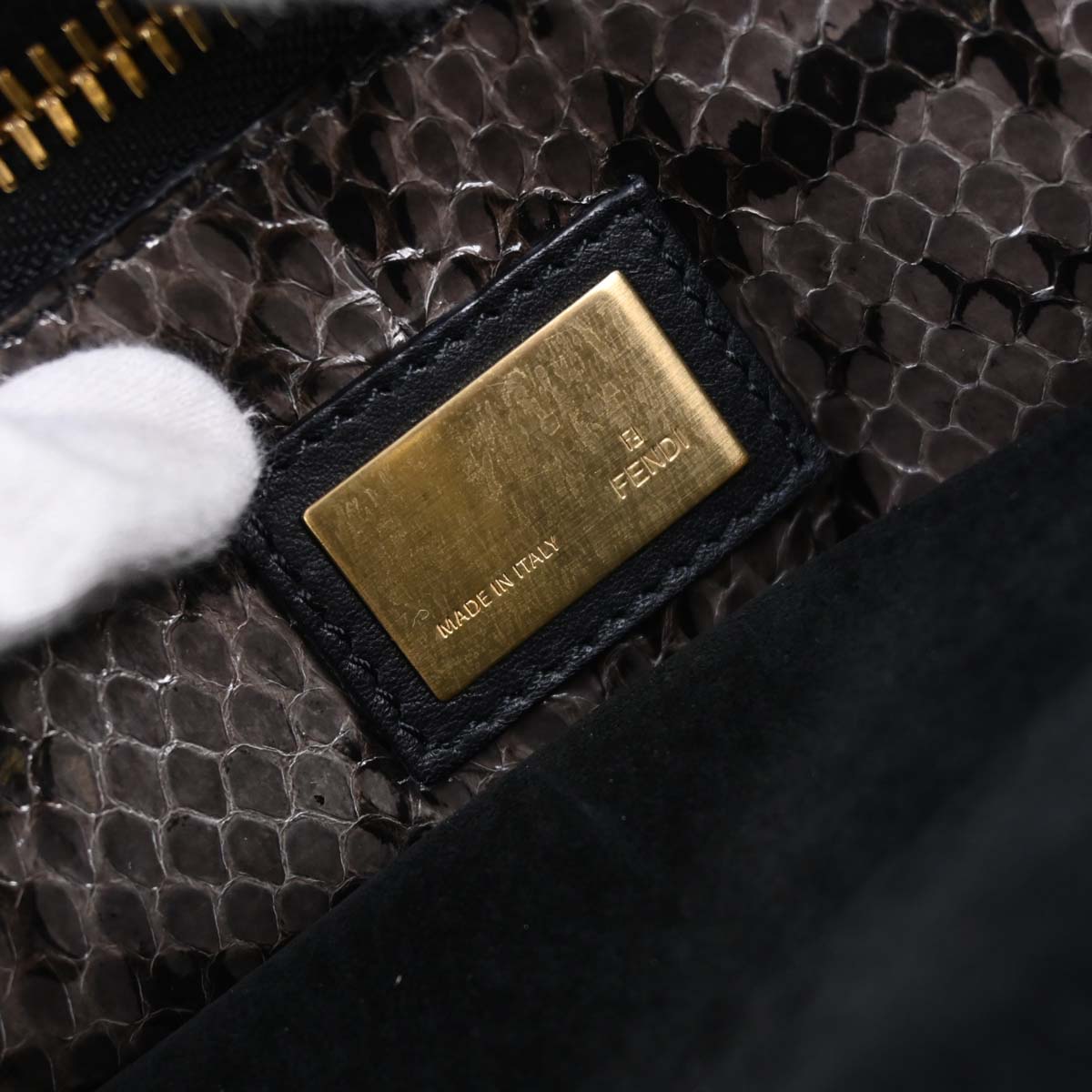 Fendi * Brown Python Peekaboo 2way Shoulder Handbag