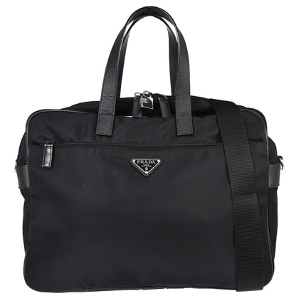 Prada Black Nylon Briefcase Business 2way Shoulder Handbag