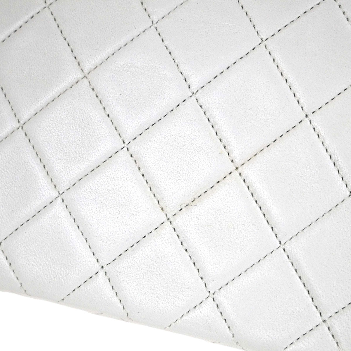 Chanel 1989-1991 White Lambskin Turnlock Small Full Flap Shoulder Bag