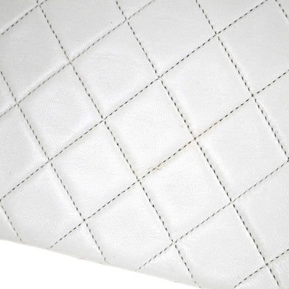 Chanel 1989-1991 White Lambskin Turnlock Small Full Flap Shoulder Bag