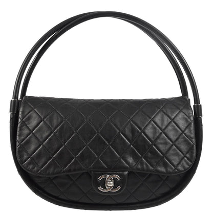 Chanel 2012-2013 Black Lambskin Large Hula Hoop Handbag
