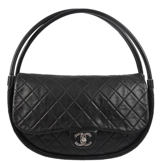 Chanel 2012-2013 Black Lambskin Large Hula Hoop Handbag
