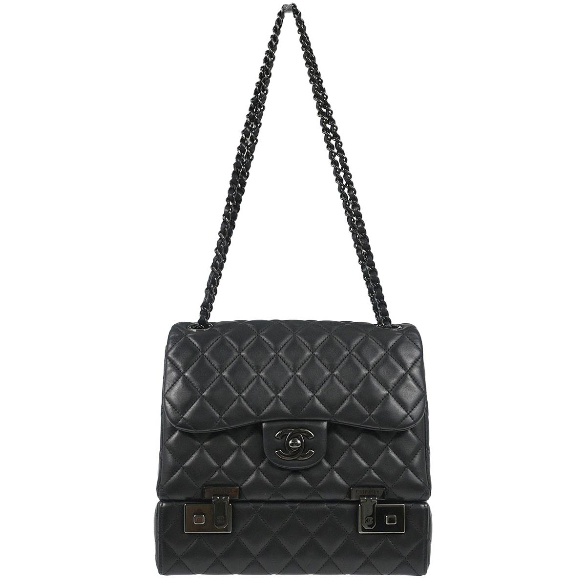 Chanel 2016-2017 Black Lambskin Cockpit Flap Shoulder Bag