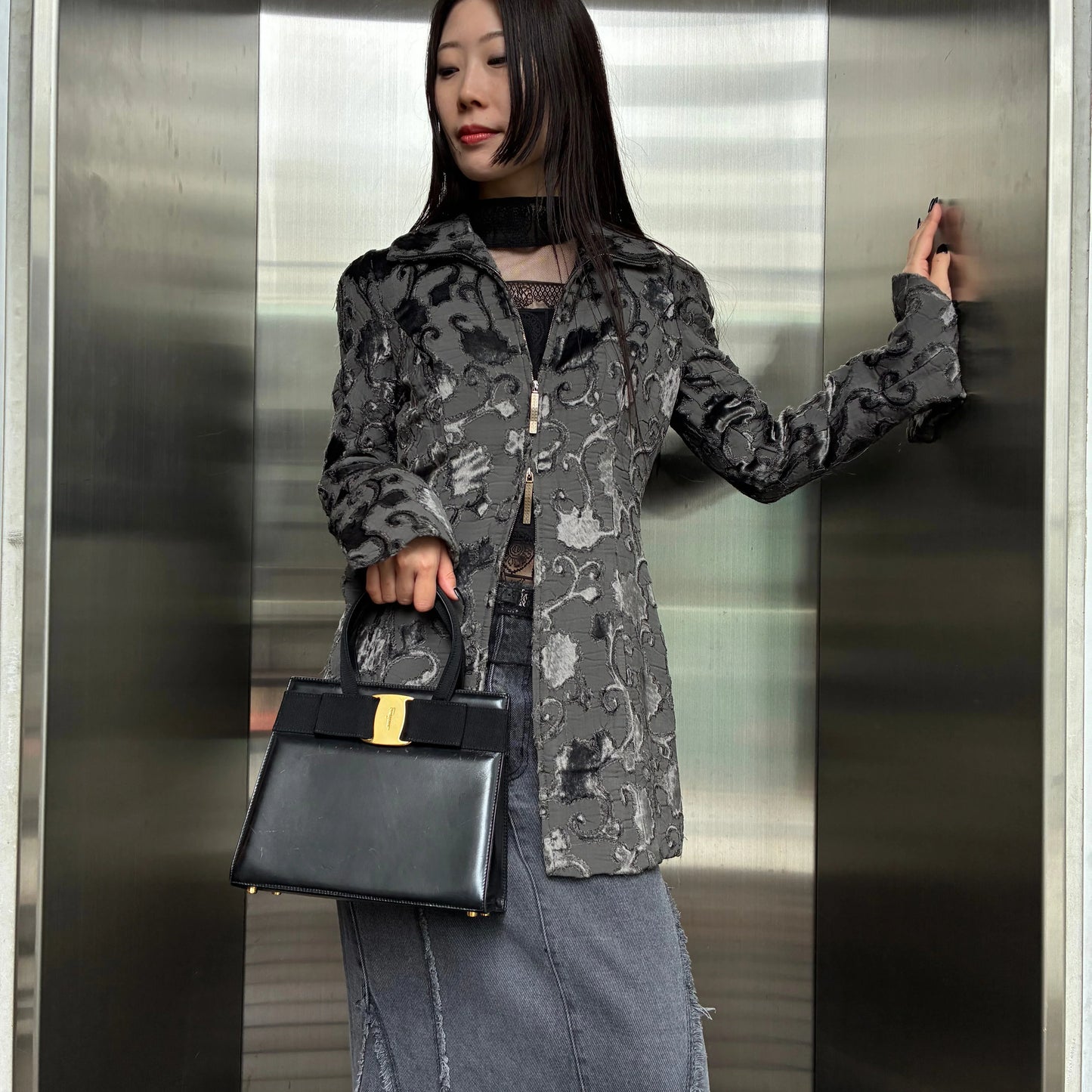 Salvatore Ferragamo Zip Up Jacket Gray #38