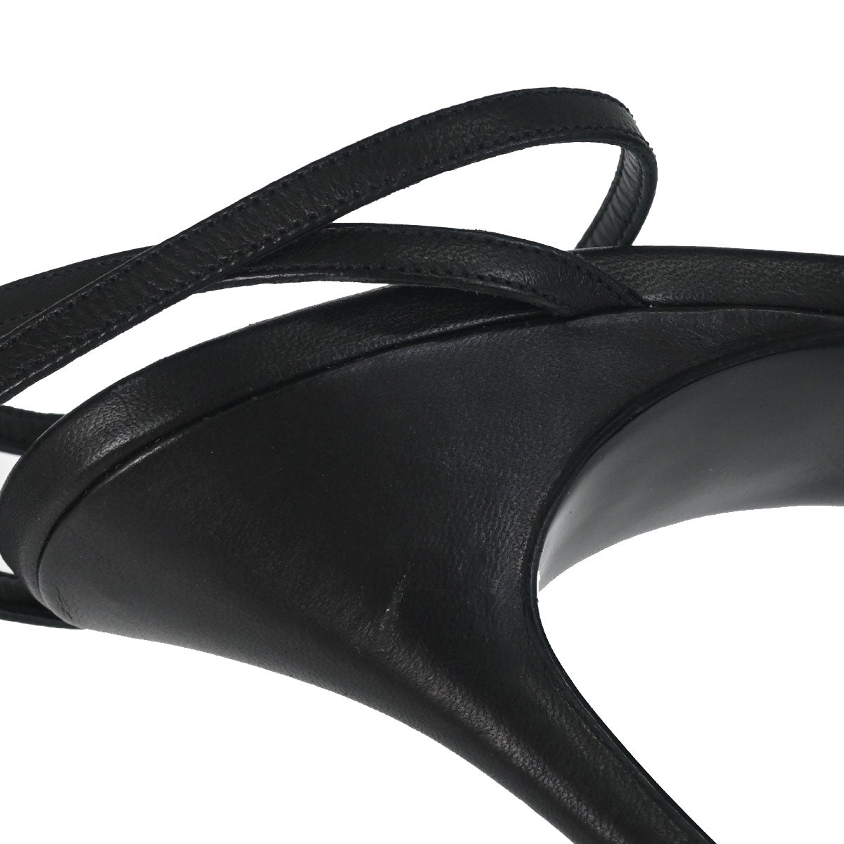 Chanel * Ruffle Black Lambskin Sandals Shoes #37