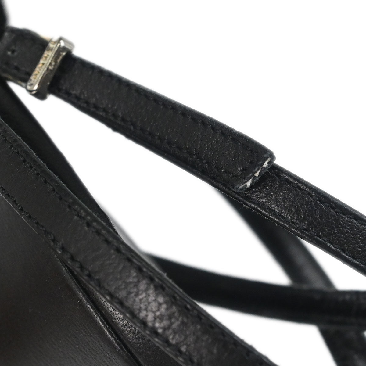 Chanel * Ruffle Black Lambskin Sandals Shoes #37