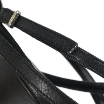Chanel * Ruffle Black Lambskin Sandals Shoes #37