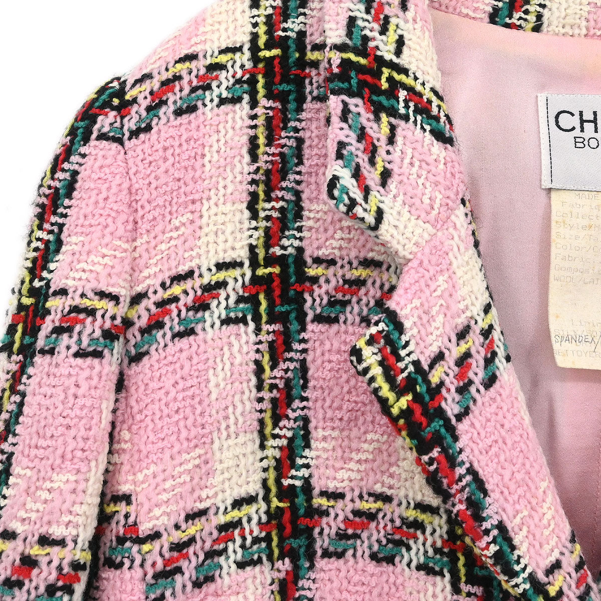 Chanel 1995 Setup Suit Jacket Skirt Tweed Pink #40