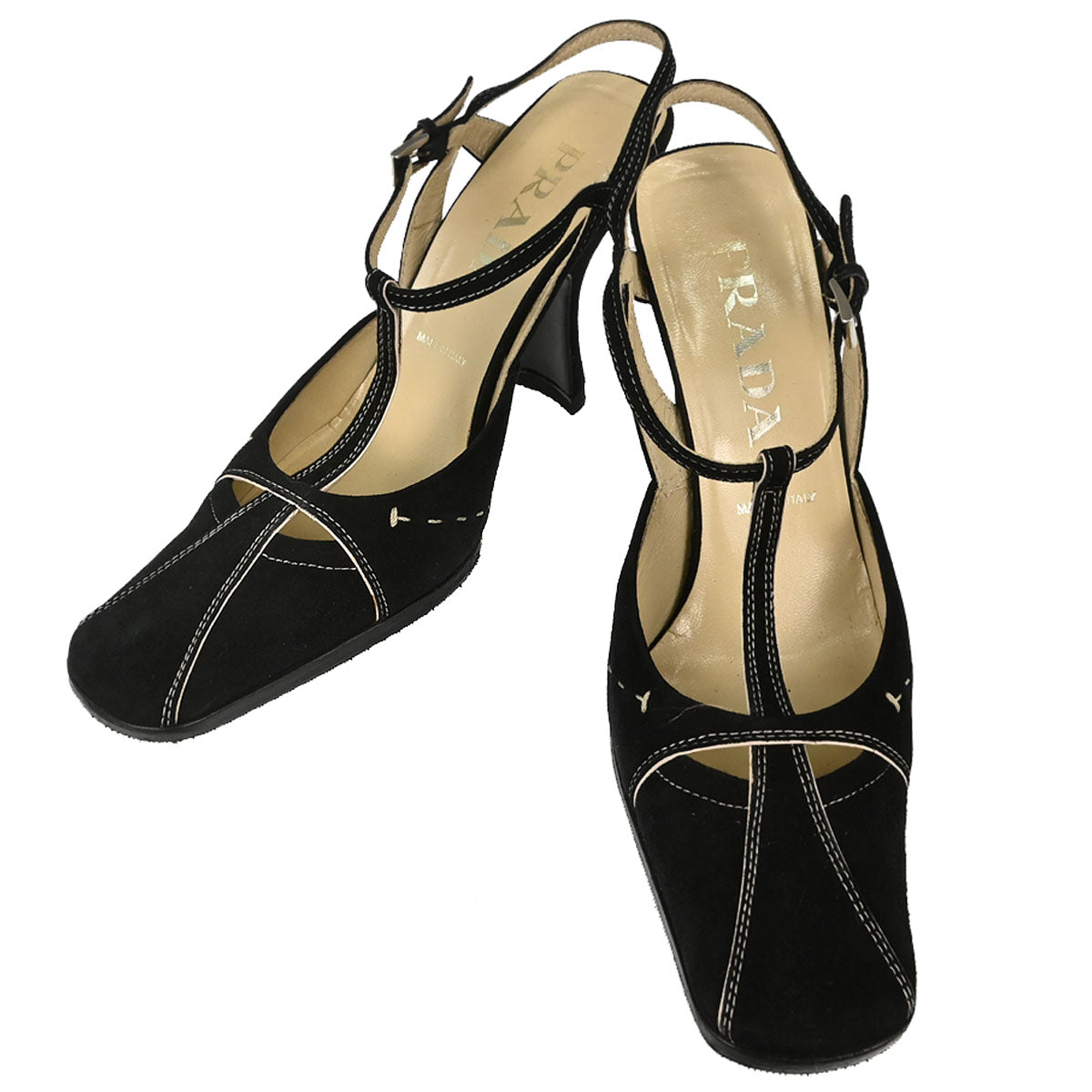 Prada * Black Suede Sandals Shoes #36 1/2