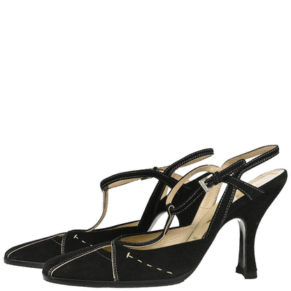 Prada * Black Suede Sandals Shoes #36 1/2
