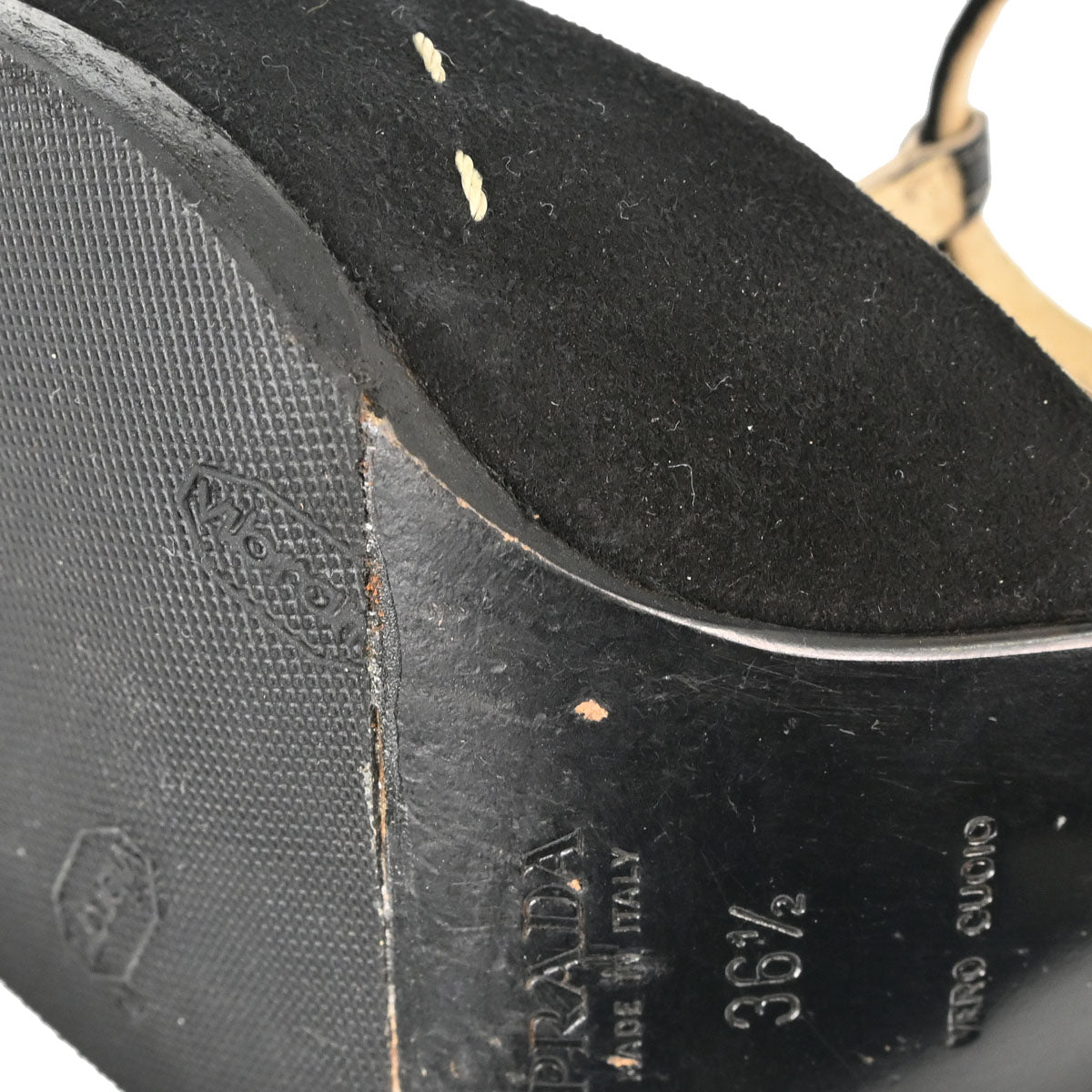Prada * Black Suede Sandals Shoes #36 1/2