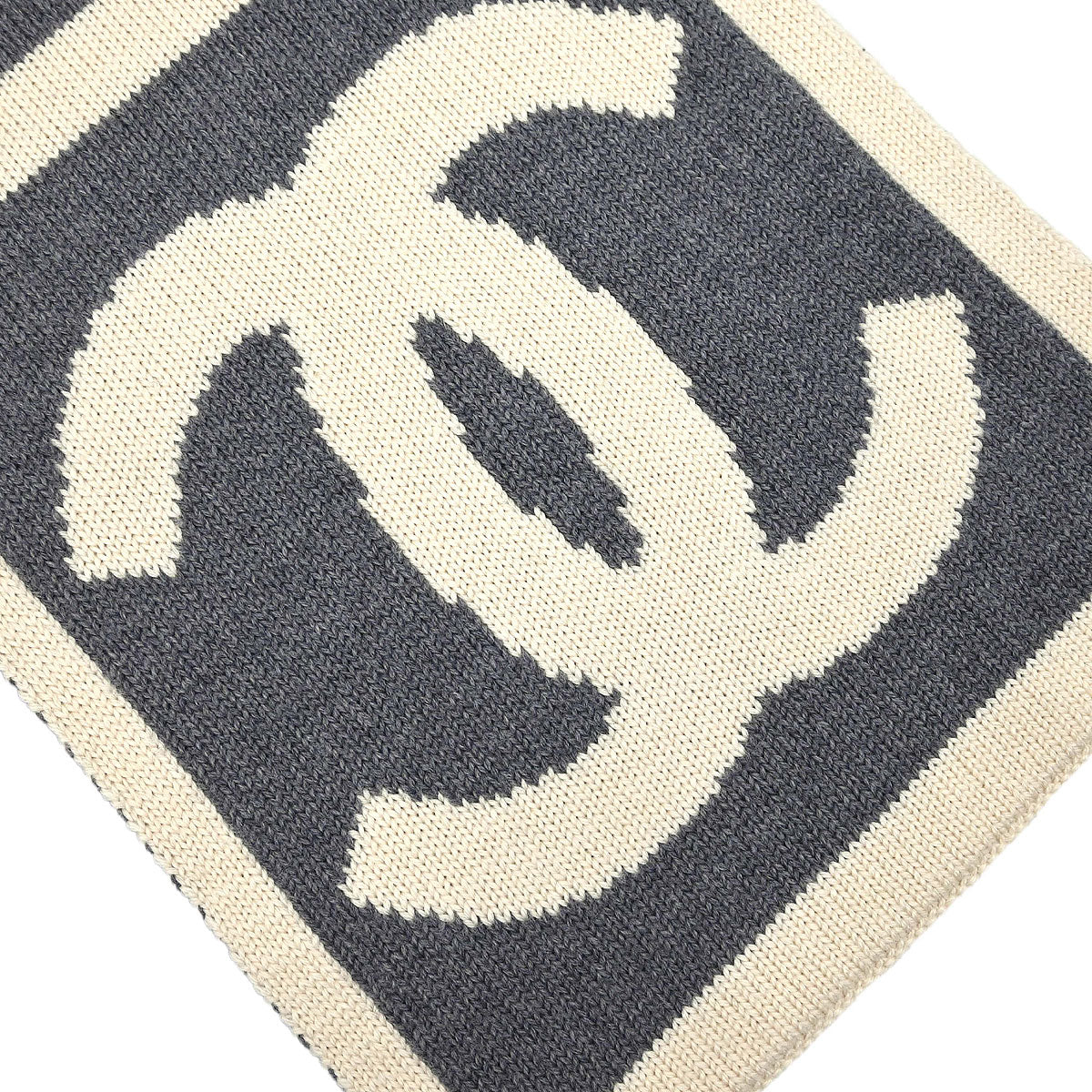 Chanel Sport Line Scarf Shawl White Gray Small Good