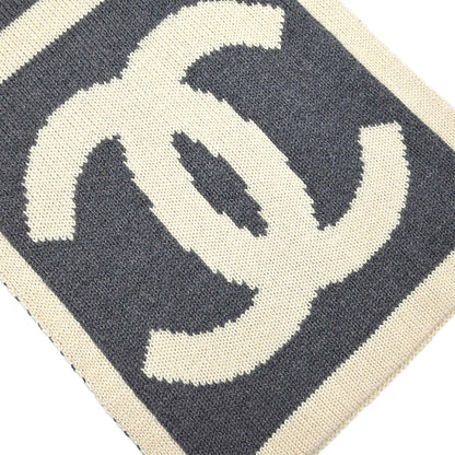 Chanel Sport Line Scarf Shawl White Gray Small Good