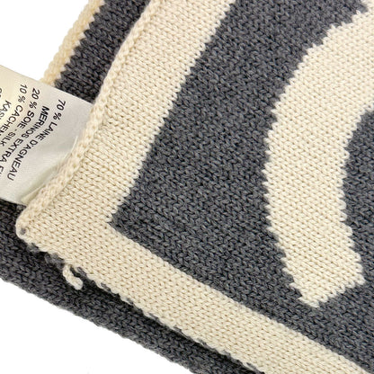 Chanel Sport Line Scarf Shawl White Gray Small Good