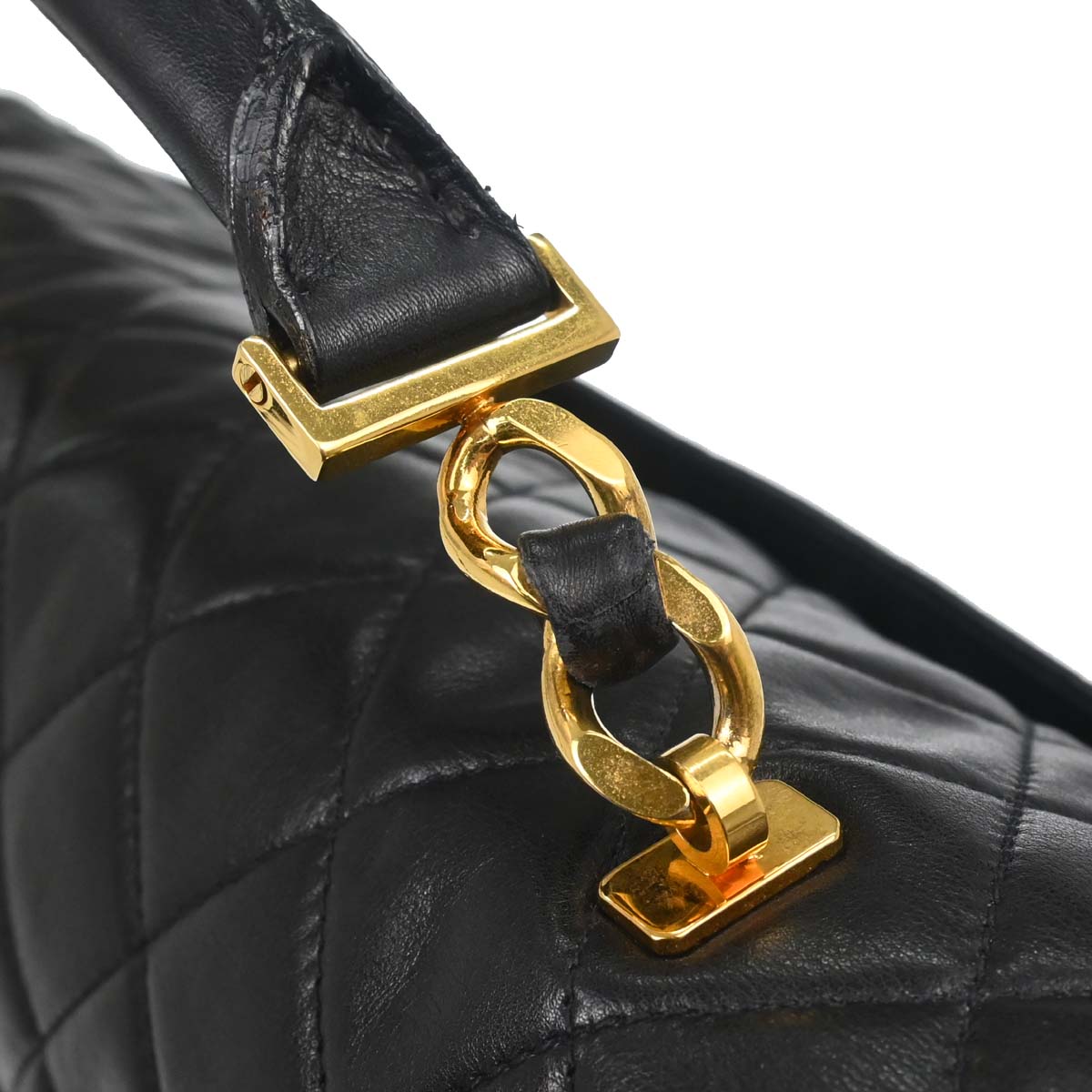 Chanel Black Lambskin Briefcase Business 2way Shoulder Handbag