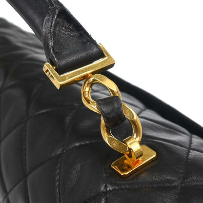 Chanel Black Lambskin Briefcase Business 2way Shoulder Handbag