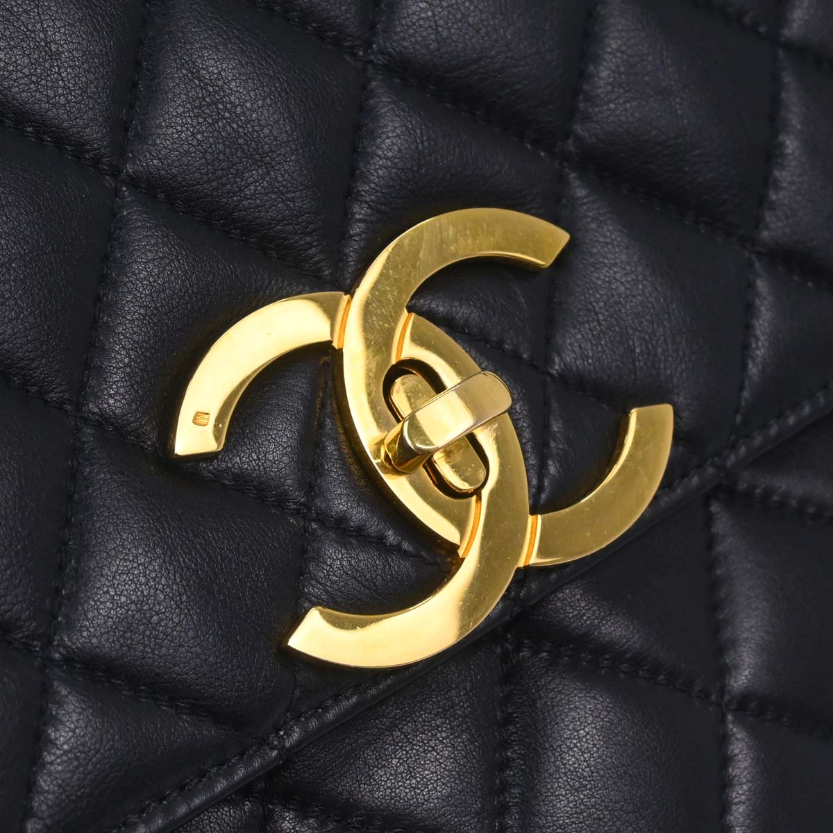 Chanel Black Lambskin Briefcase Business 2way Shoulder Handbag