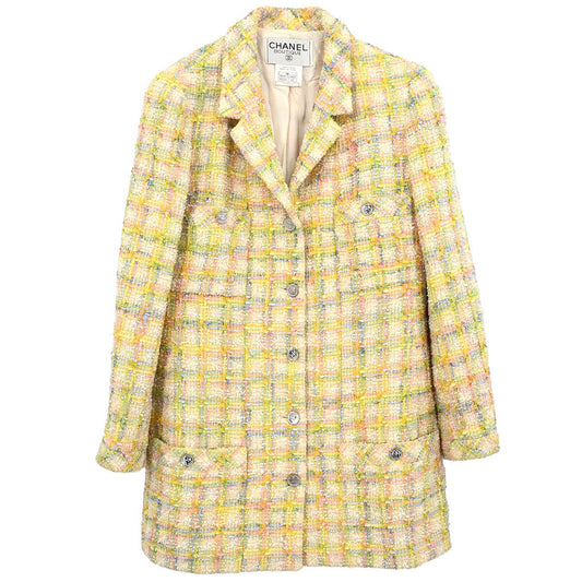 Chanel 1996 Tweed Coat Yellow #42