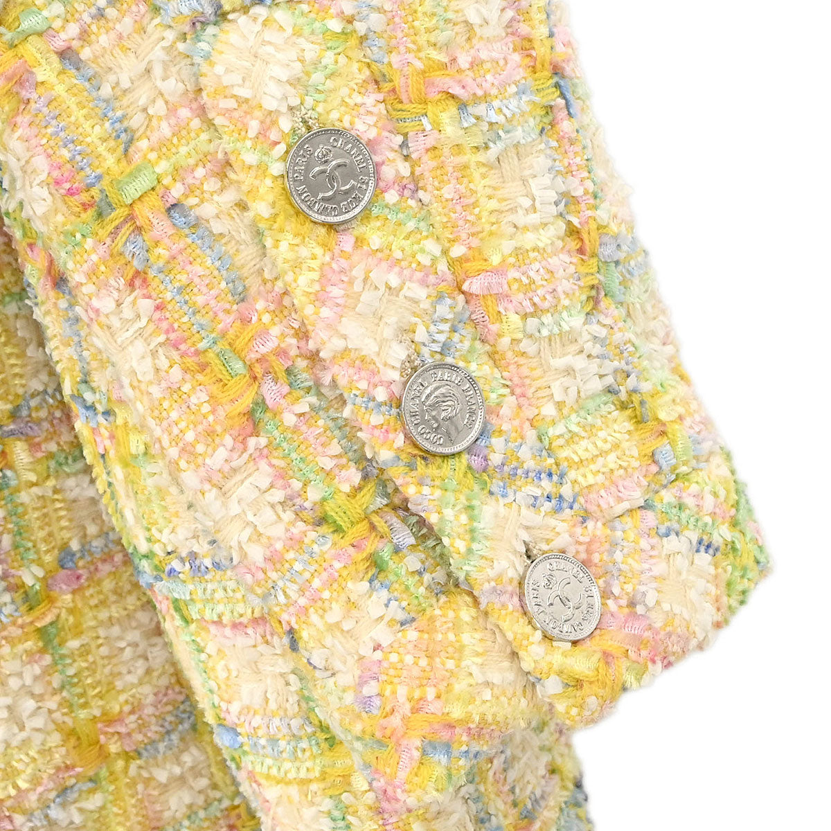Chanel 1996 Tweed Coat Yellow #42