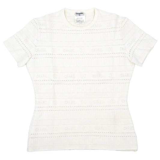 Chanel 1997 Short Sleeve Top White #42