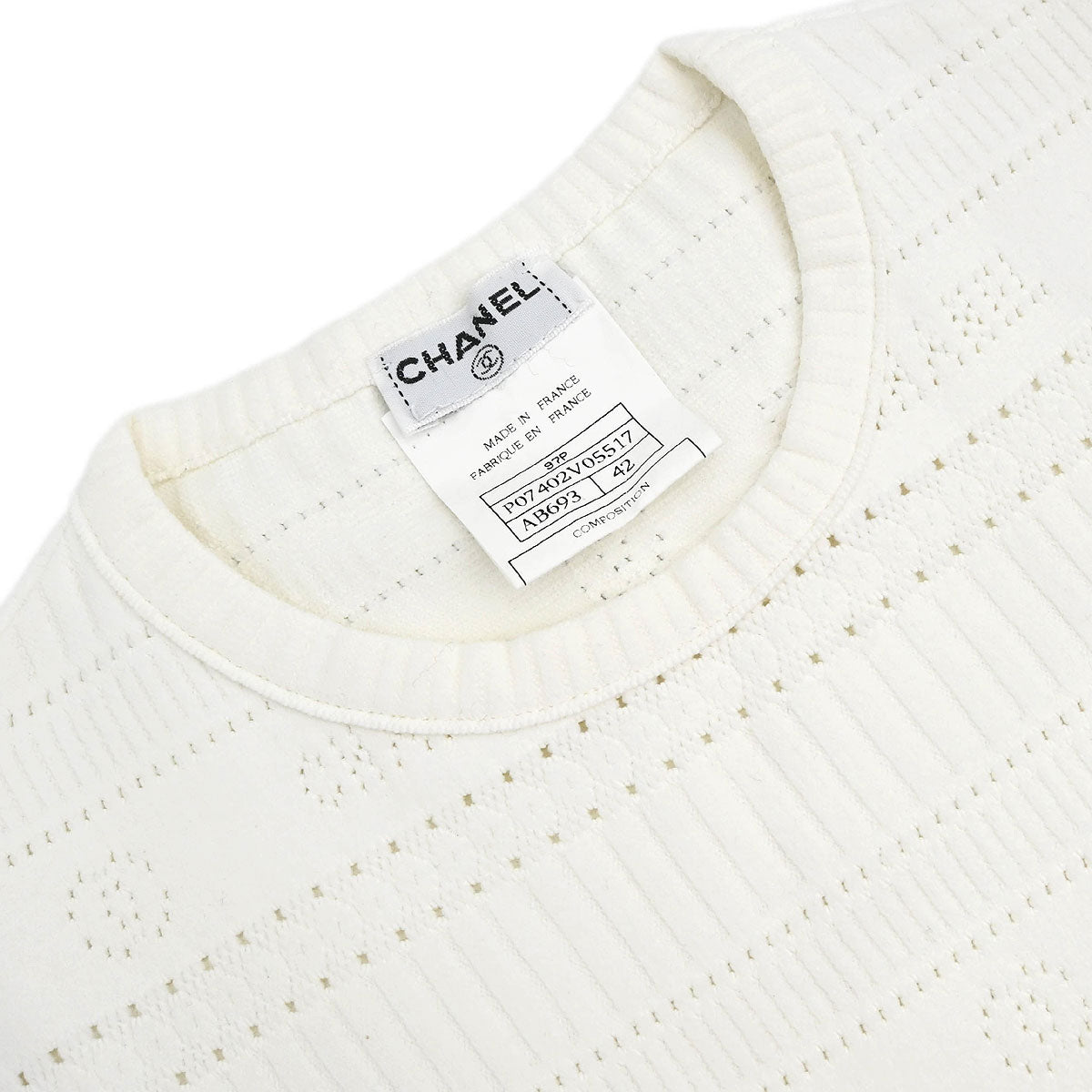 Chanel 1997 Short Sleeve Top White #42