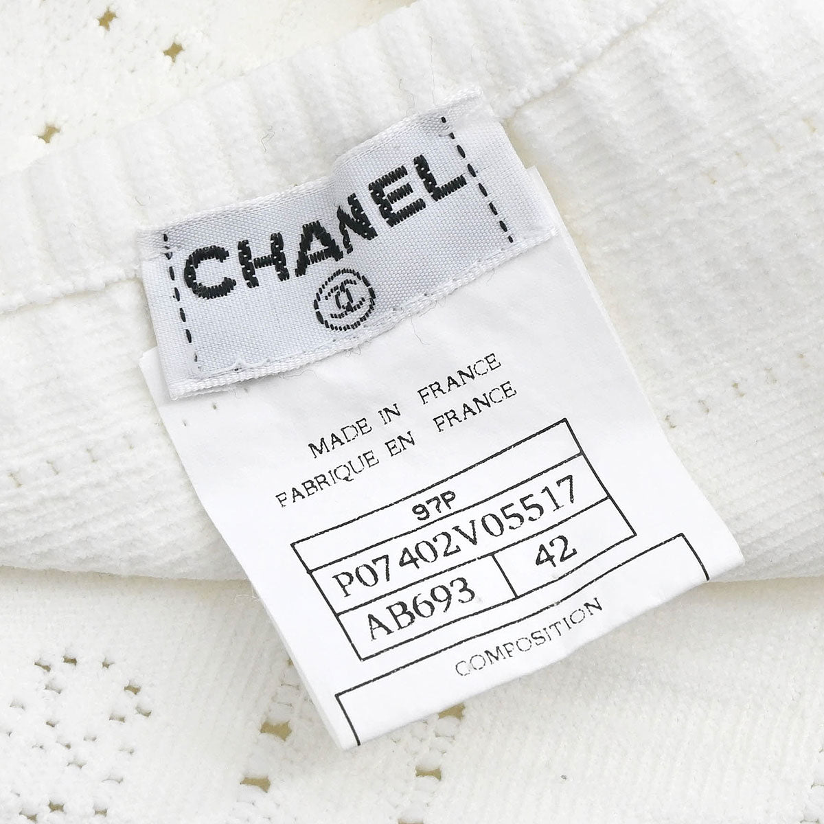 Chanel 1997 Short Sleeve Top White #42