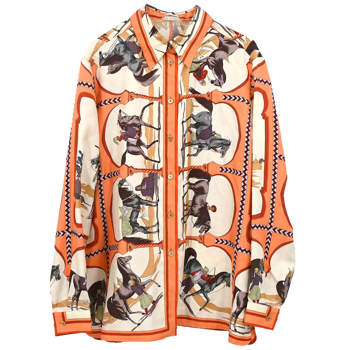 Hermes Shirt Blouse Orange #44