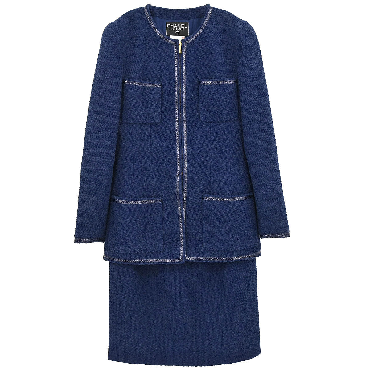 Chanel 1995 Setup Suit Jacket Skirt Navy  #40