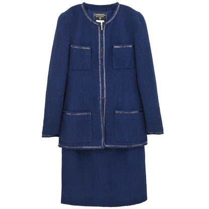 Chanel 1995 Setup Suit Jacket Skirt Navy  #40