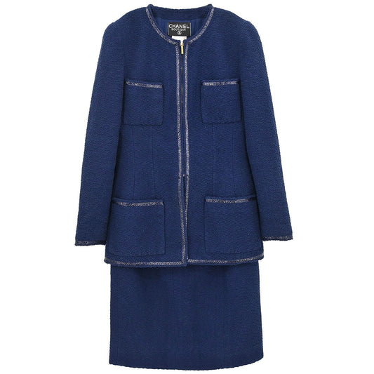 Chanel 1995 Setup Suit Jacket Skirt Navy  #40