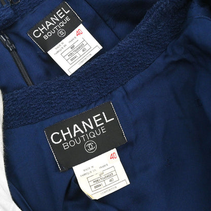 Chanel 1995 Setup Suit Jacket Skirt Navy  #40
