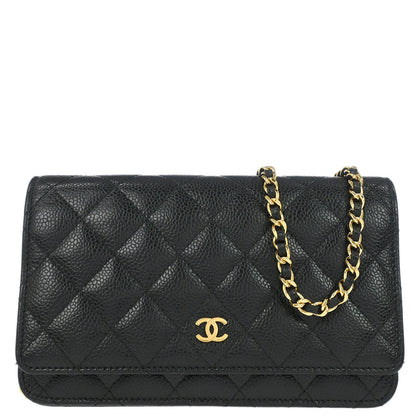 Chanel 2019 Black Caviar Skin Classic WOC Wallet on Chain Bag