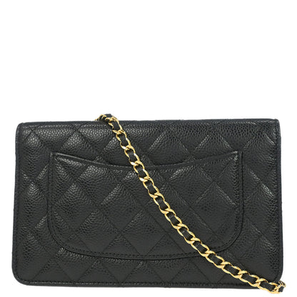 Chanel 2019 Black Caviar Skin Classic WOC Wallet on Chain Bag