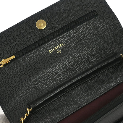 Chanel 2019 Black Caviar Skin Classic WOC Wallet on Chain Bag