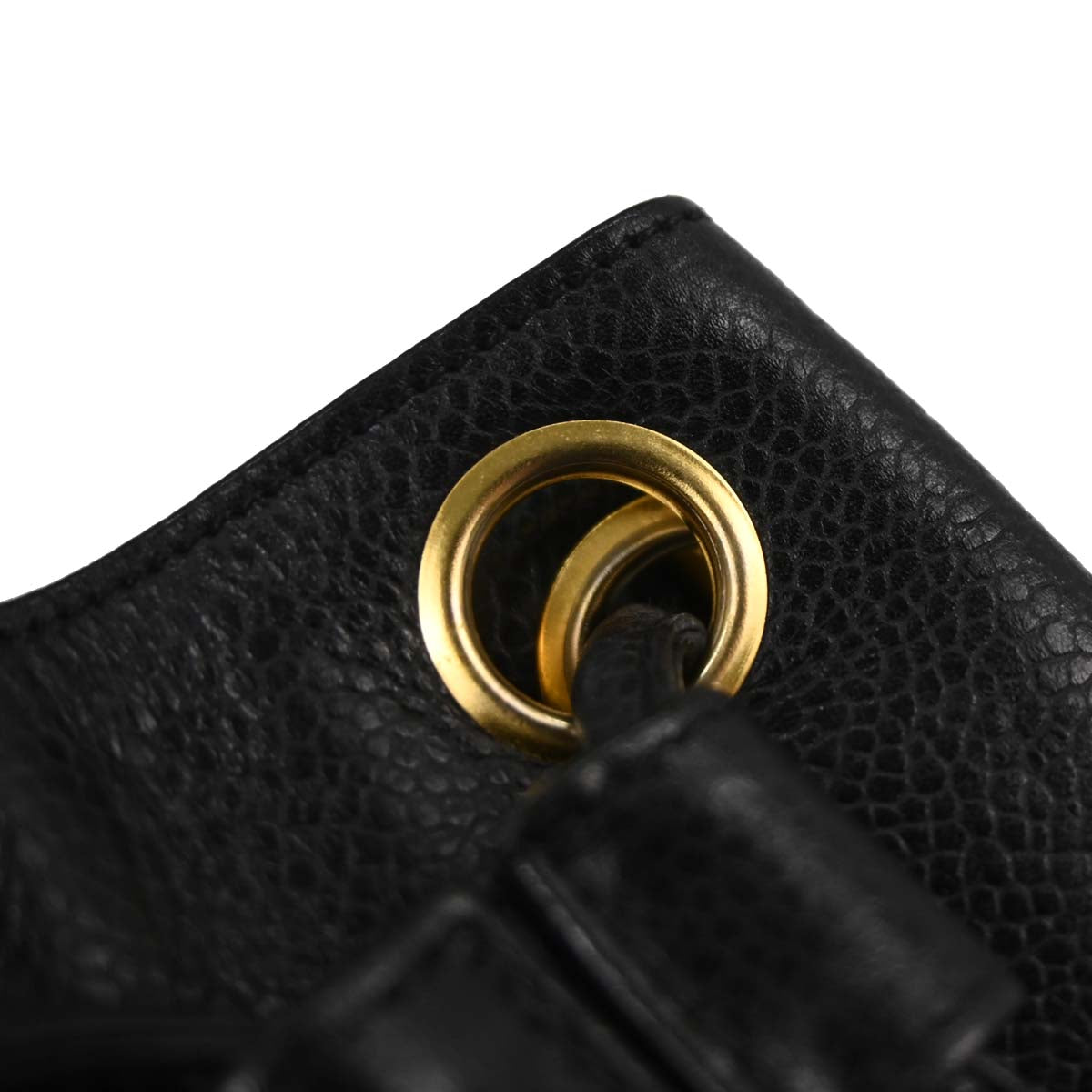Chanel Black Caviar Skin Triple CC Drawstring Shoulder Bag