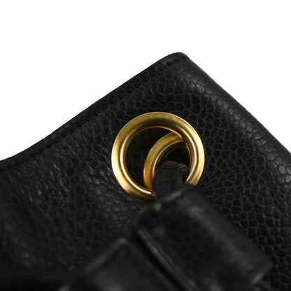 Chanel Black Caviar Skin Triple CC Drawstring Shoulder Bag