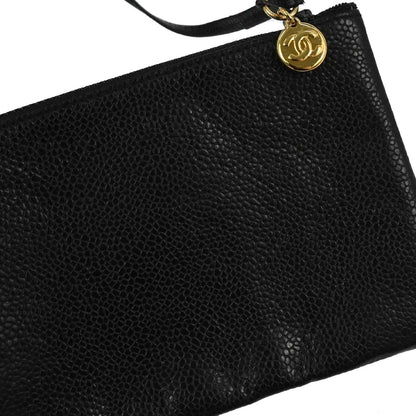 Chanel Black Caviar Skin Triple CC Drawstring Shoulder Bag