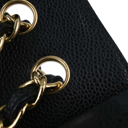 Chanel Black Caviar Skin Jumbo Classic Double Flap Shoulder Bag