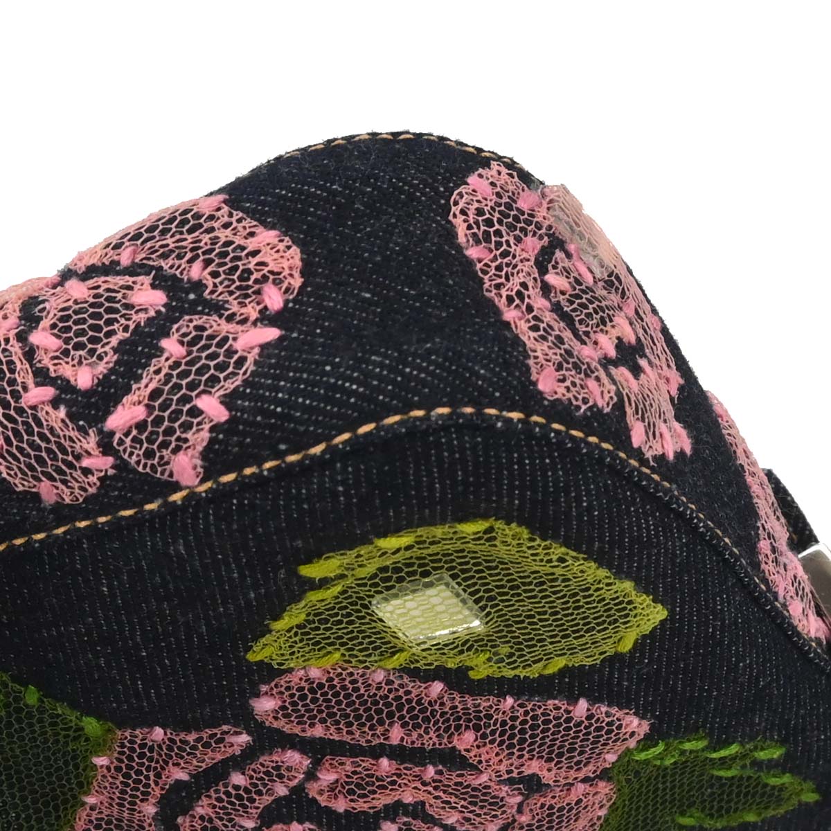 Fendi Navy Denim Floral Baguette Handbag