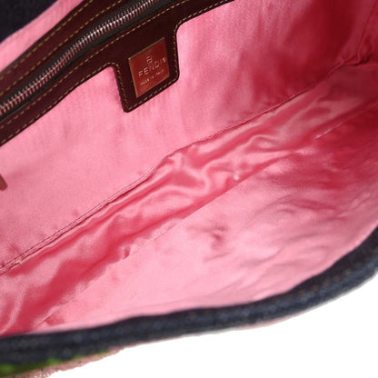 Fendi Navy Denim Floral Baguette Handbag