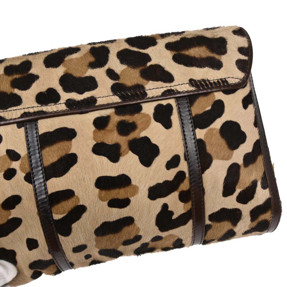 Celine Brown Pony Hair Leopard Print Shoulder Bag