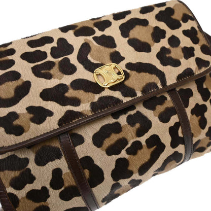 Celine Brown Pony Hair Leopard Print Shoulder Bag