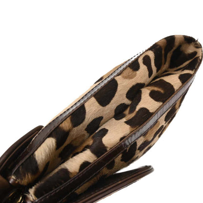 Celine Brown Pony Hair Leopard Print Shoulder Bag
