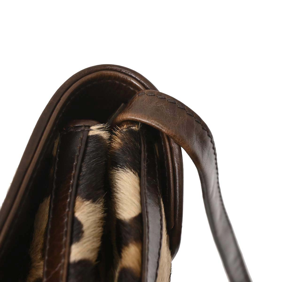 Celine Brown Pony Hair Leopard Print Shoulder Bag