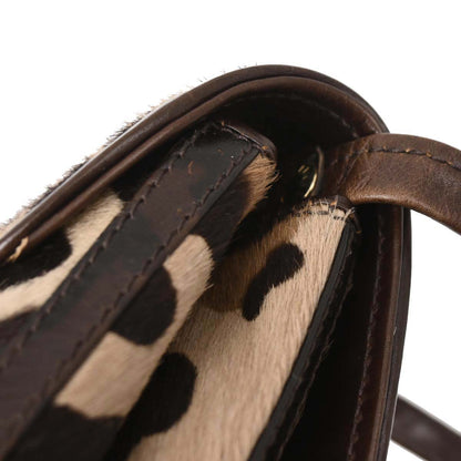 Celine Brown Pony Hair Leopard Print Shoulder Bag