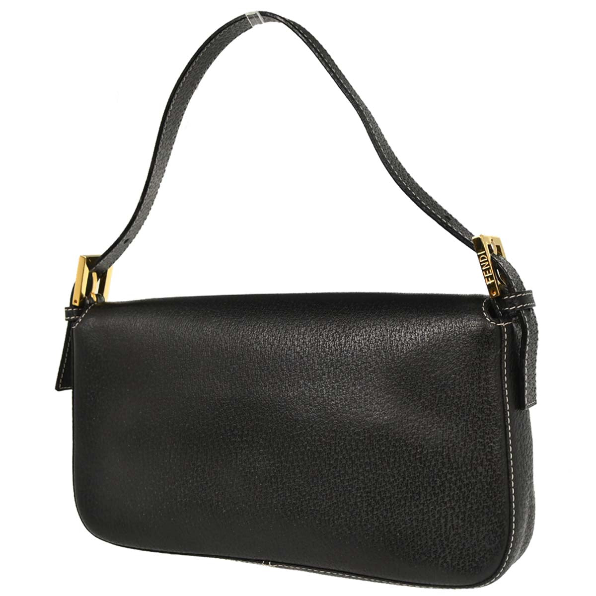 Fendi Black Leather Baguette Handbag