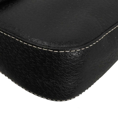 Fendi Black Leather Baguette Handbag