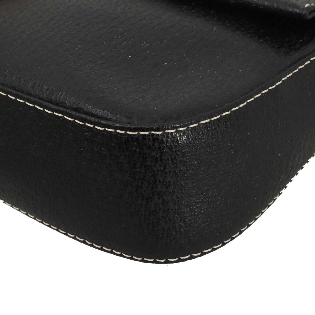 Fendi Black Leather Baguette Handbag